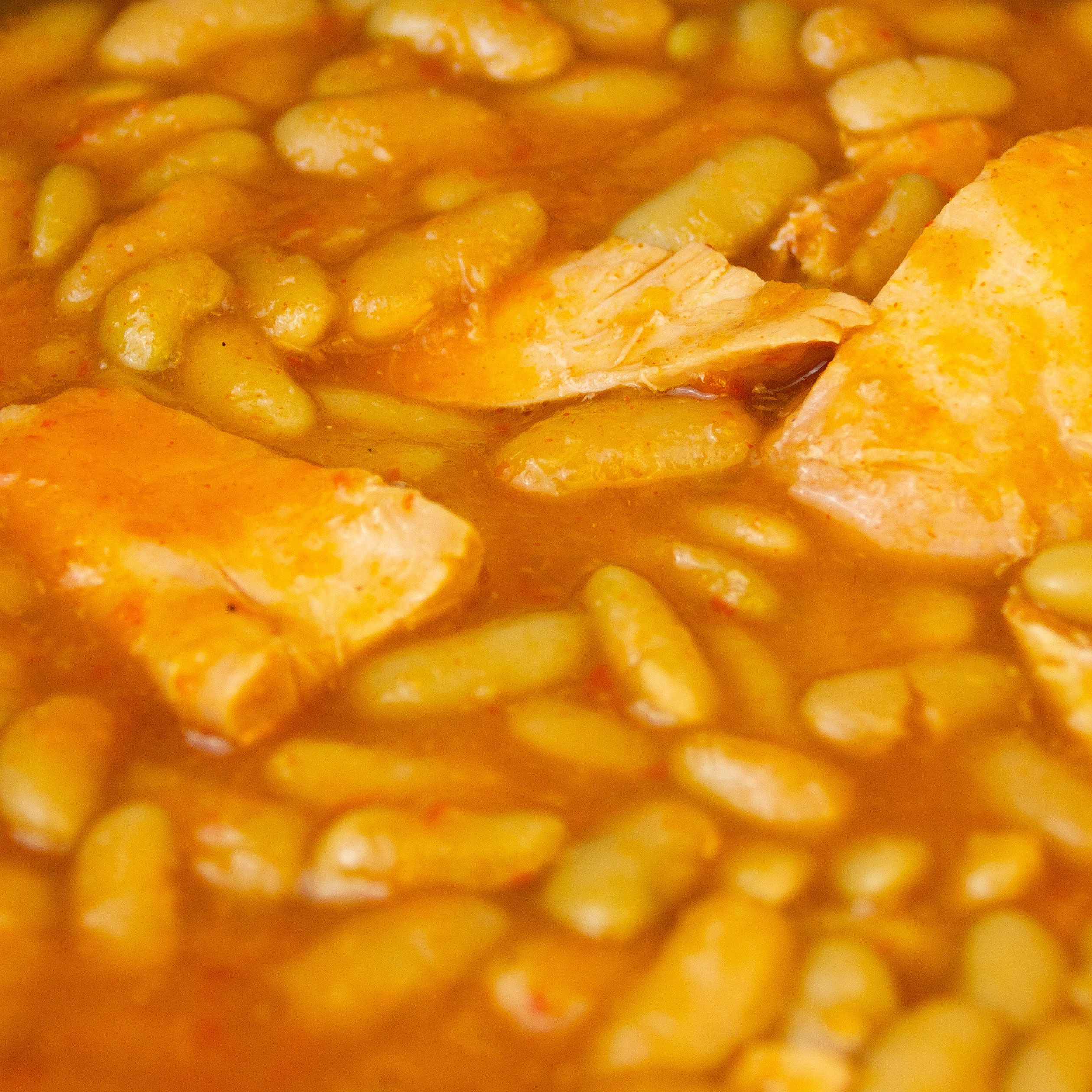 Detalle de verdinas con pitu Detalle del producto de conservas caseras y gourmet Lorixe de la gama de verdinas con pitu