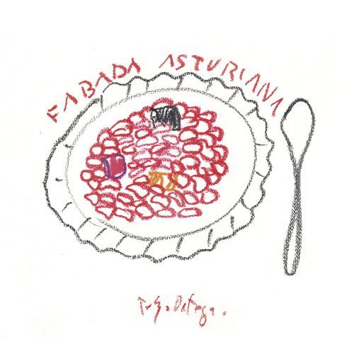 Ilustración de Fabada Asturiana por Pelayo Ortega para Lorixe
