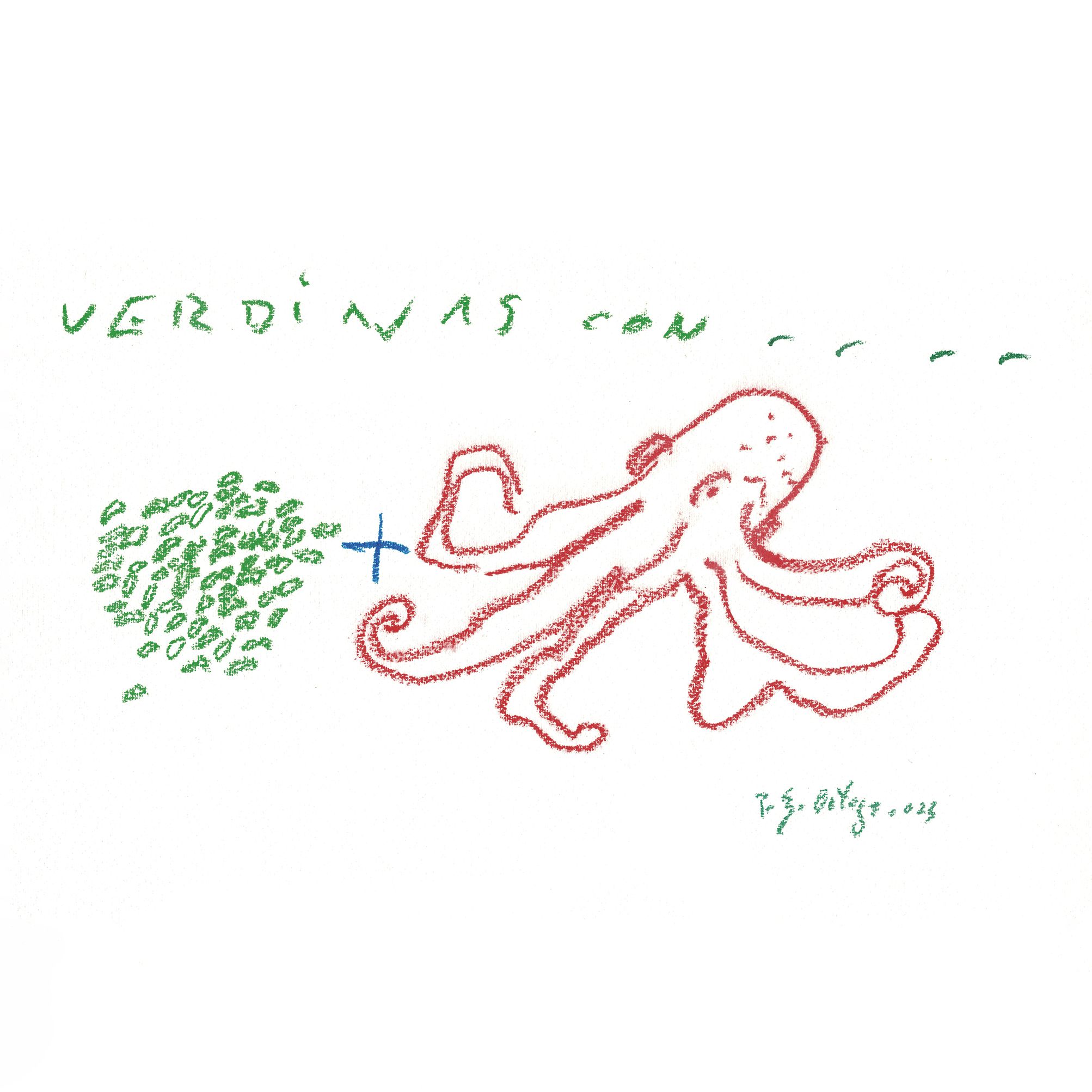 Ilustración de verdinas con pulpo por Pelayo Ortega para Lorixe
